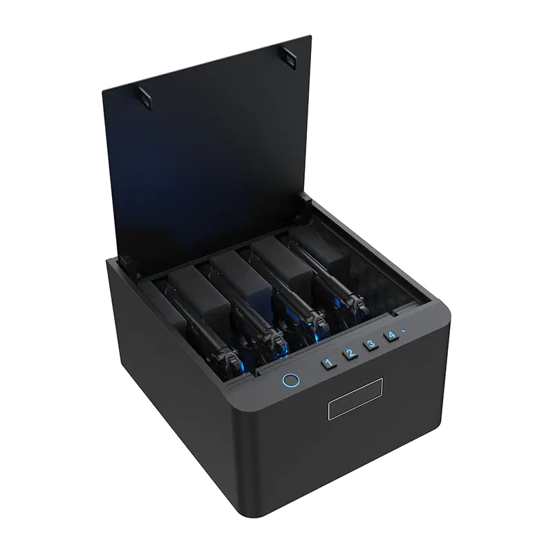 PS0118 Top-Entry 4 Guns Biometric Pistol Safe